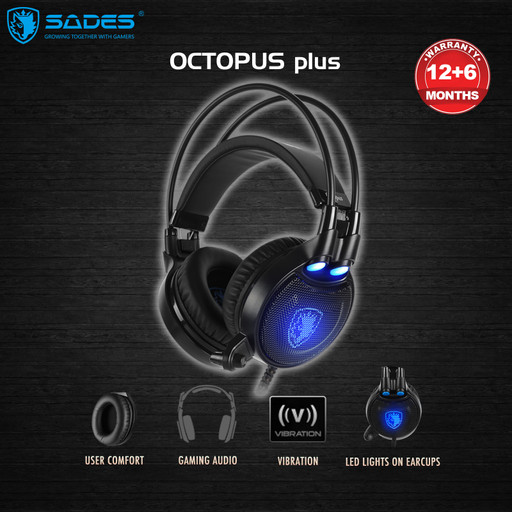 Sades Octopus Plus Vibration Gaming Headset|eclipsemy.com