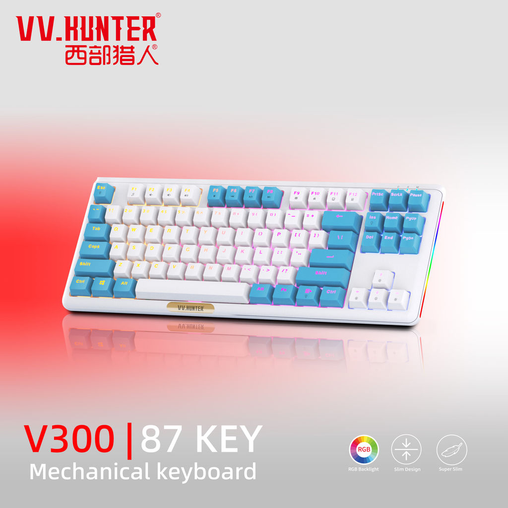 VVHUNTER-V300-87-Key-RGB-Mechanical-Gaming-Keyboard--white--blue-