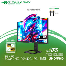 Titan Army 27 inch QD-MiniLED Dual Mode UHD 4K 170Hz FHD 340Hz 1ms Fast IPS HDR Gaming Monitor (TA-P275MV MAX)